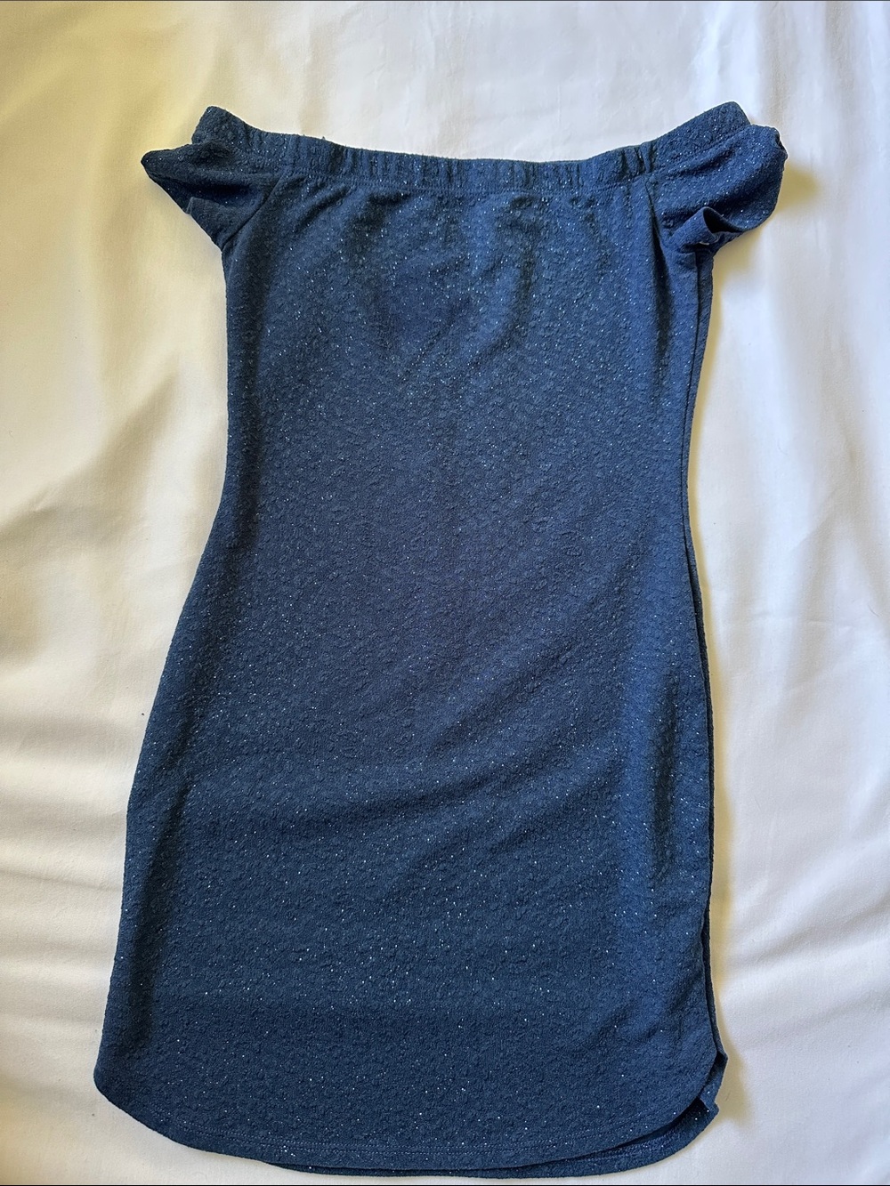 Windsor Off-Shoulder Navy Sparkle Mini Dress